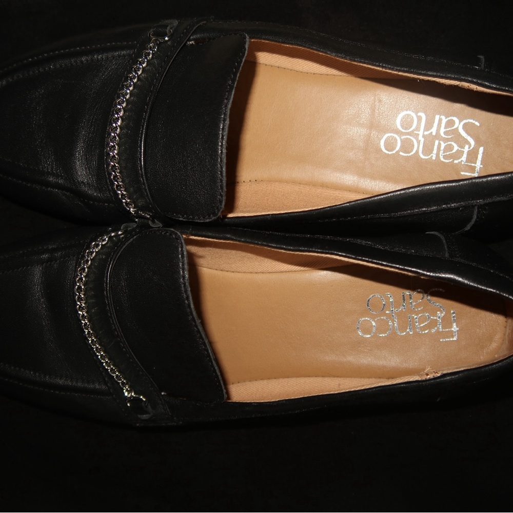 Franco Sarto size 6.5M black leather loafers